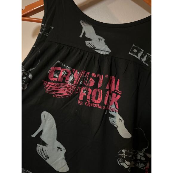 Crystal Rock by Christian Audigier Graphic Tank Dress Top M NWT - Picture 5 of 7